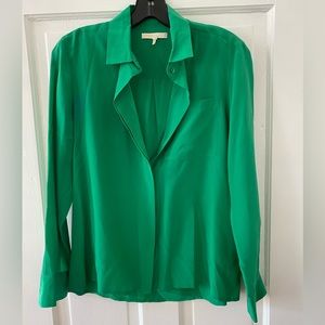 Maje silk blouse, green, small